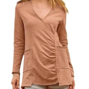 Sundance LouLou Faux Wrap Tan Sweatshirt Tunic Top